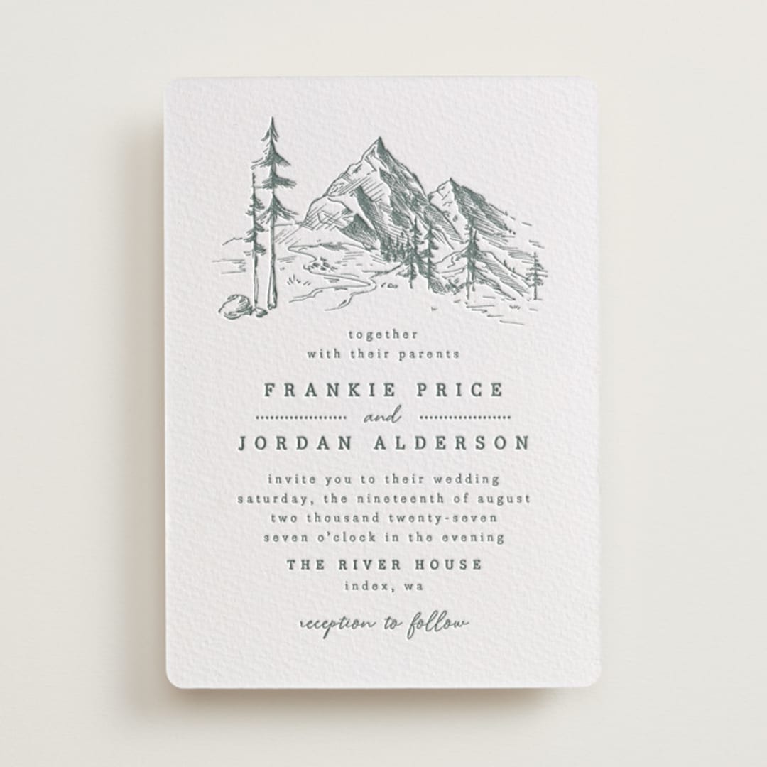 "fresh air" - Letterpress Wedding Invitations in Stone by Anastasia Makarova - Front