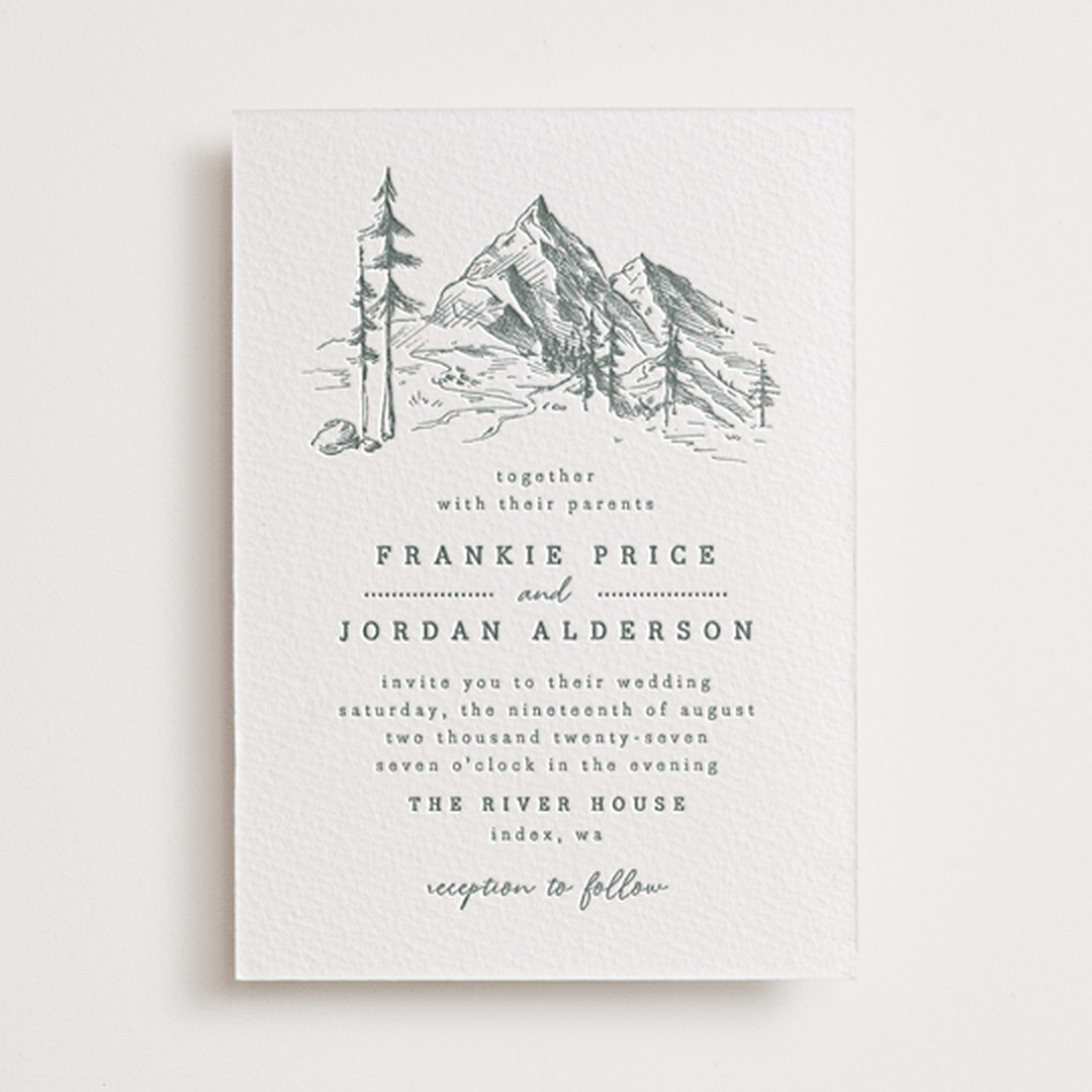 "fresh air" - Letterpress Wedding Invitations in Stone by Anastasia Makarova - Front