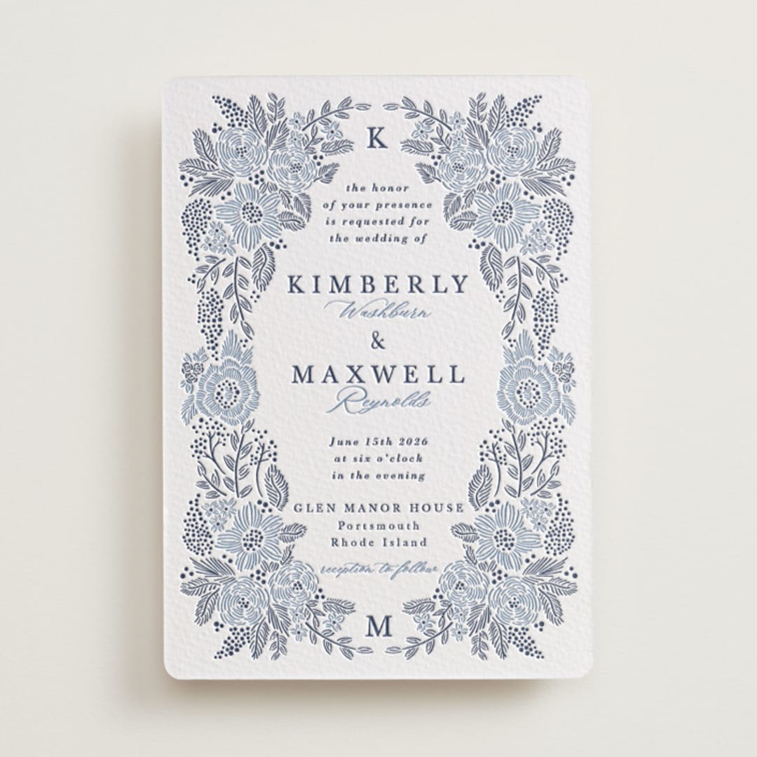 "Chantilly" - Letterpress Wedding Invitations in Aegean by Tamara Hilje - Front