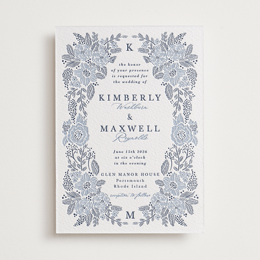 "Chantilly" - Letterpress Wedding Invitations in Aegean by Tamara Hilje - Front