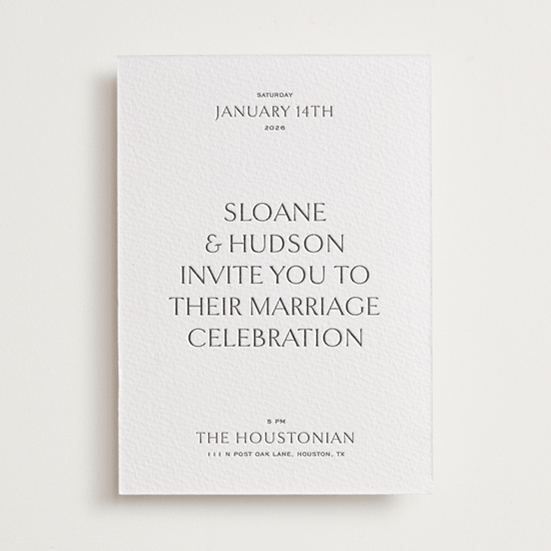"Elegant" - Letterpress Wedding Invitations in Mist by Kelsey Walker - Front