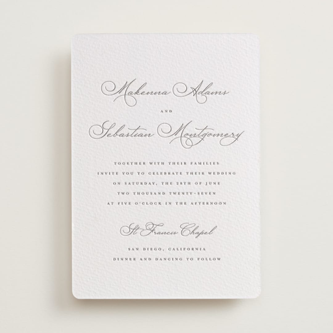 "Love Letters" - Letterpress Wedding Invitations in Love Letters by Wildfield Paper Co - Front