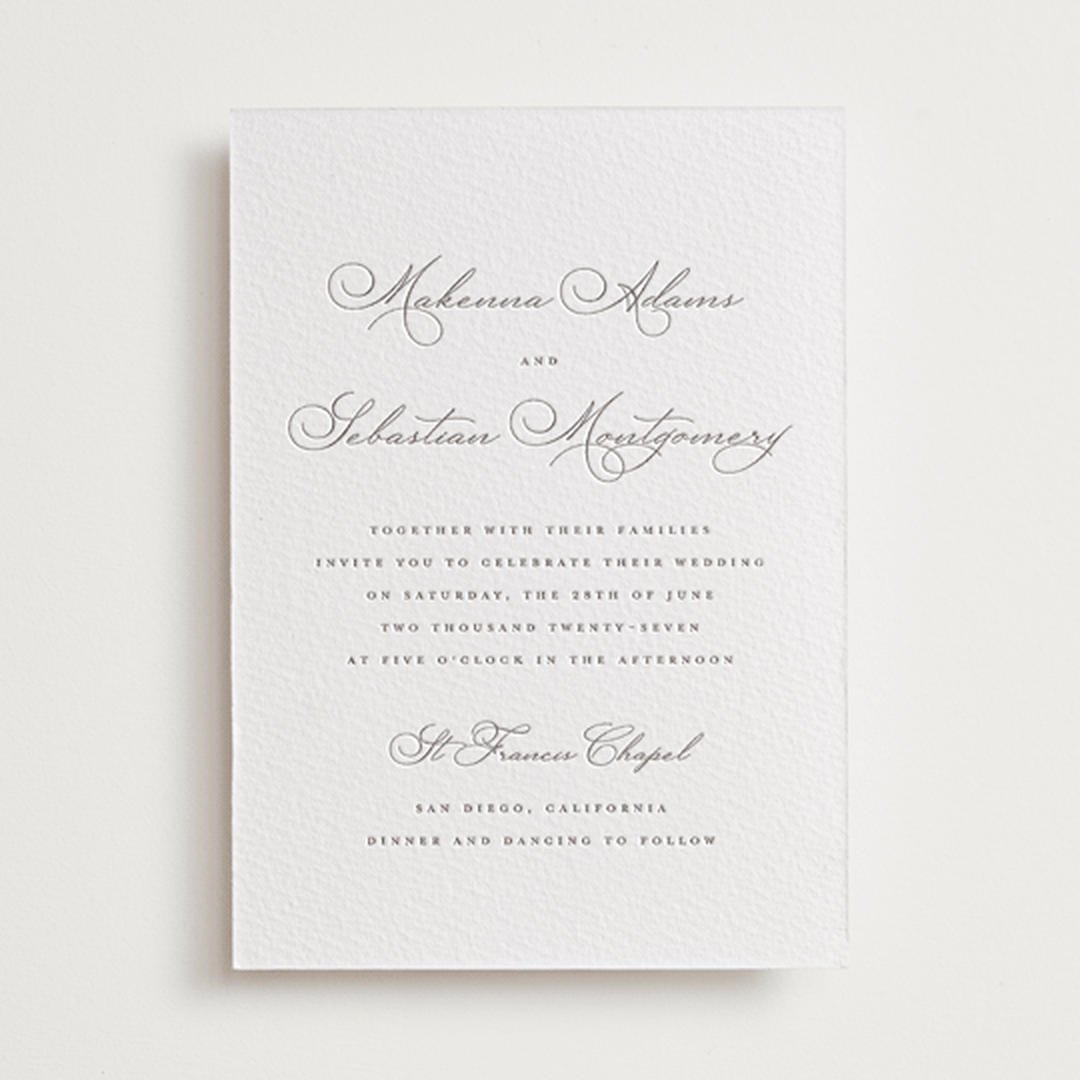 "Love Letters" - Letterpress Wedding Invitations in Love Letters by Wildfield Paper Co - Front