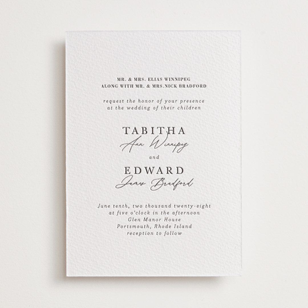 "modern classic" - Letterpress Wedding Invitations in Soft Black by Tamara Hilje - Front
