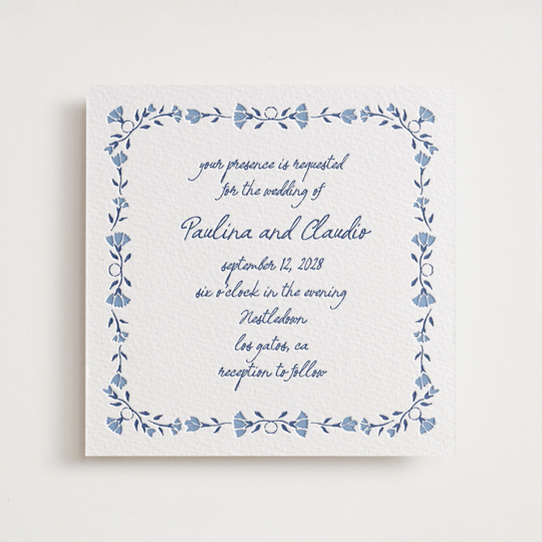 "Talavera" - Letterpress Wedding Invitations in Lapis by Tamara Hilje - Front