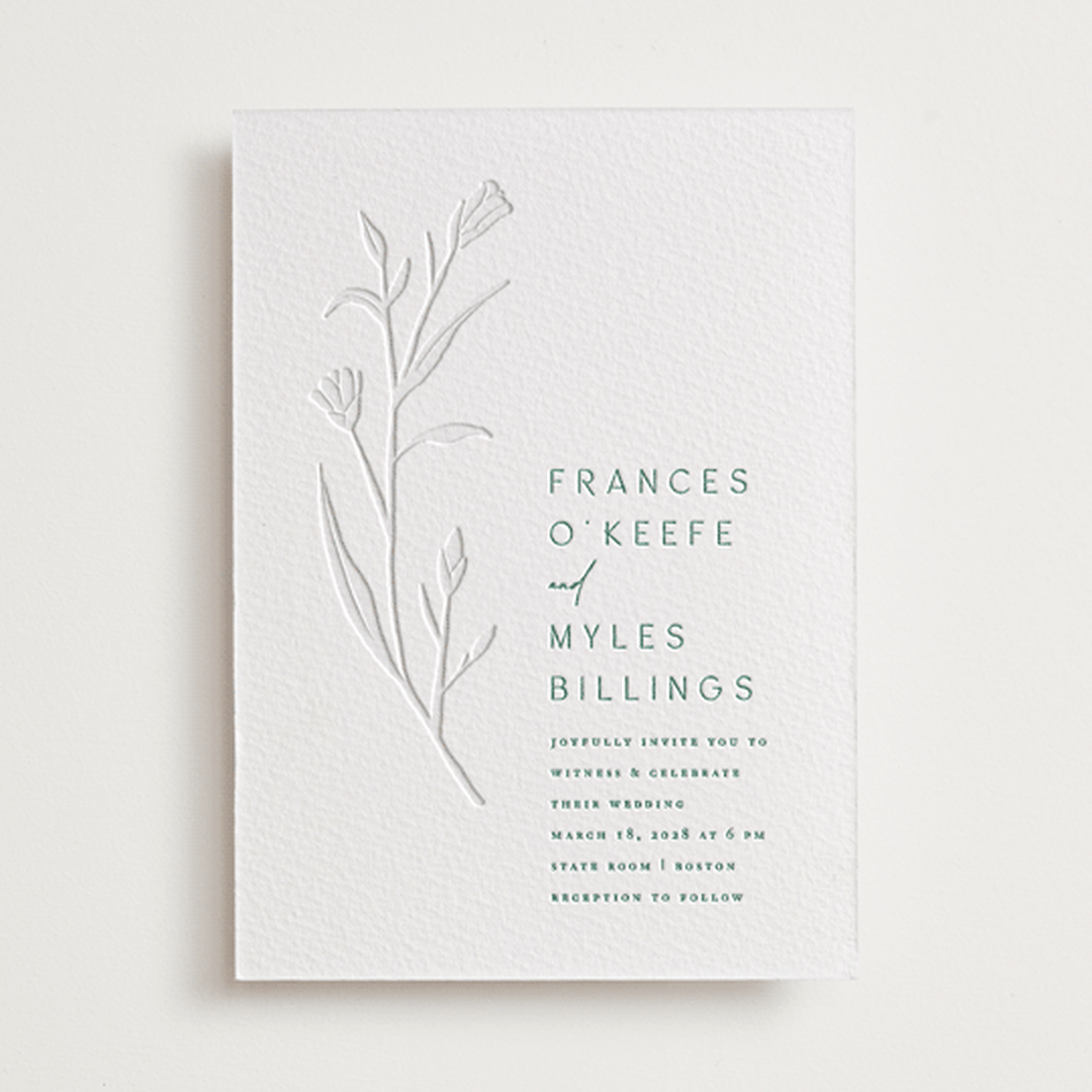 "Perennial" - Letterpress Wedding Invitations in Cucumber by Amy Kross - Front