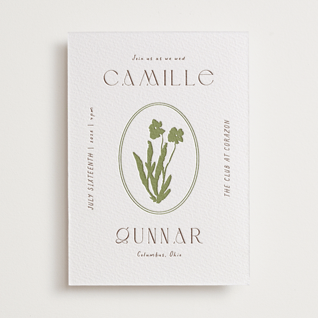 "la graine" - Letterpress Wedding Invitations in Burnt Sienna by Alaina Cherup - Front