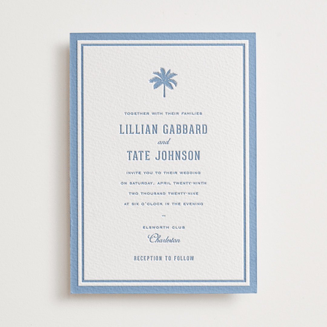 "preston" - Letterpress Wedding Invitations in Provincial Blue by Sara Hicks Malone - Front