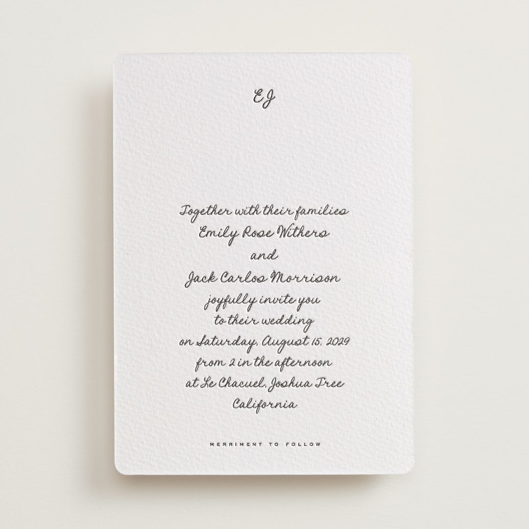 "Lover's Lantern" - Letterpress Wedding Invitations in Soft Black by Blustery August - Front