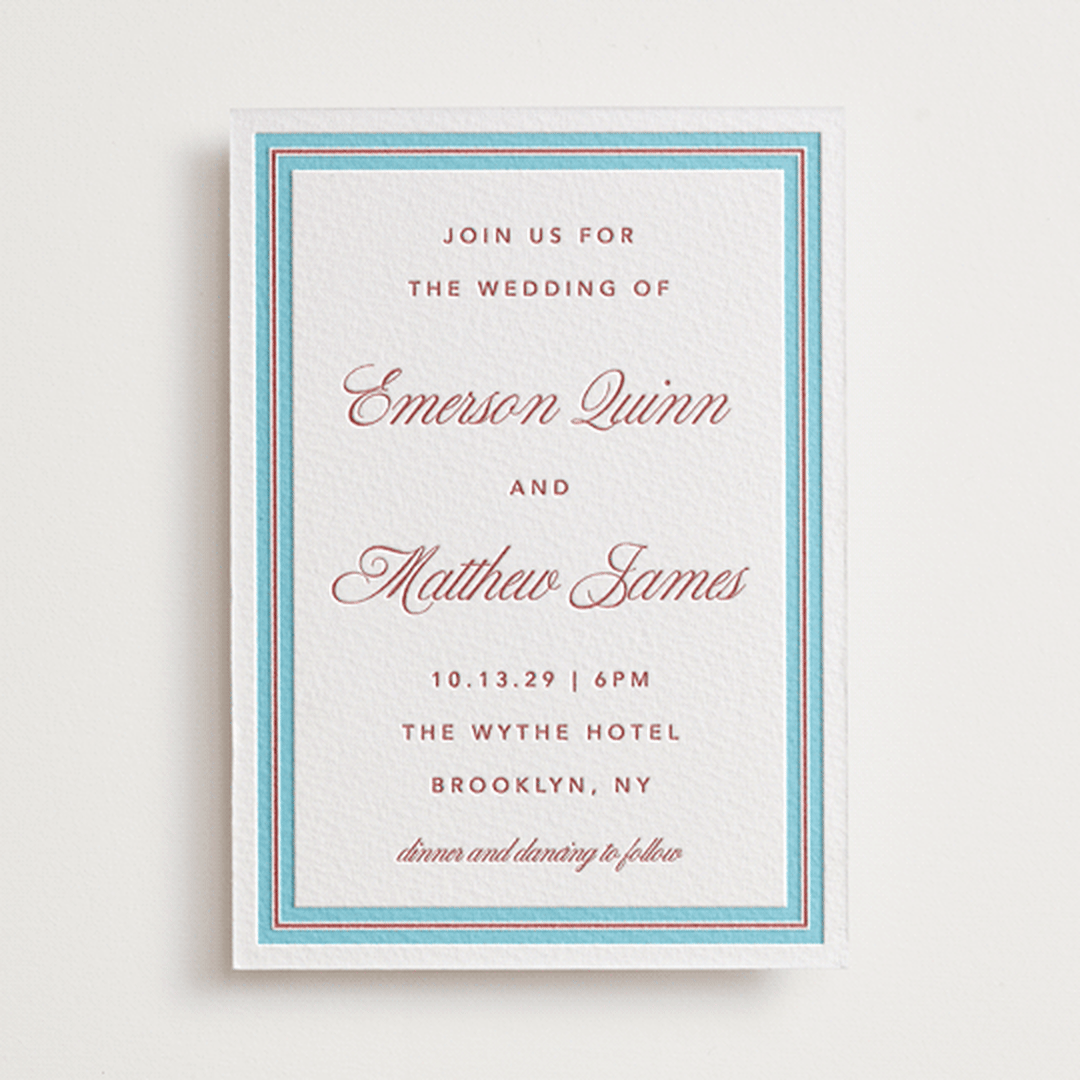 "Charm" - Letterpress Wedding Invitations in Rosewood by Kelly Watkins - Front