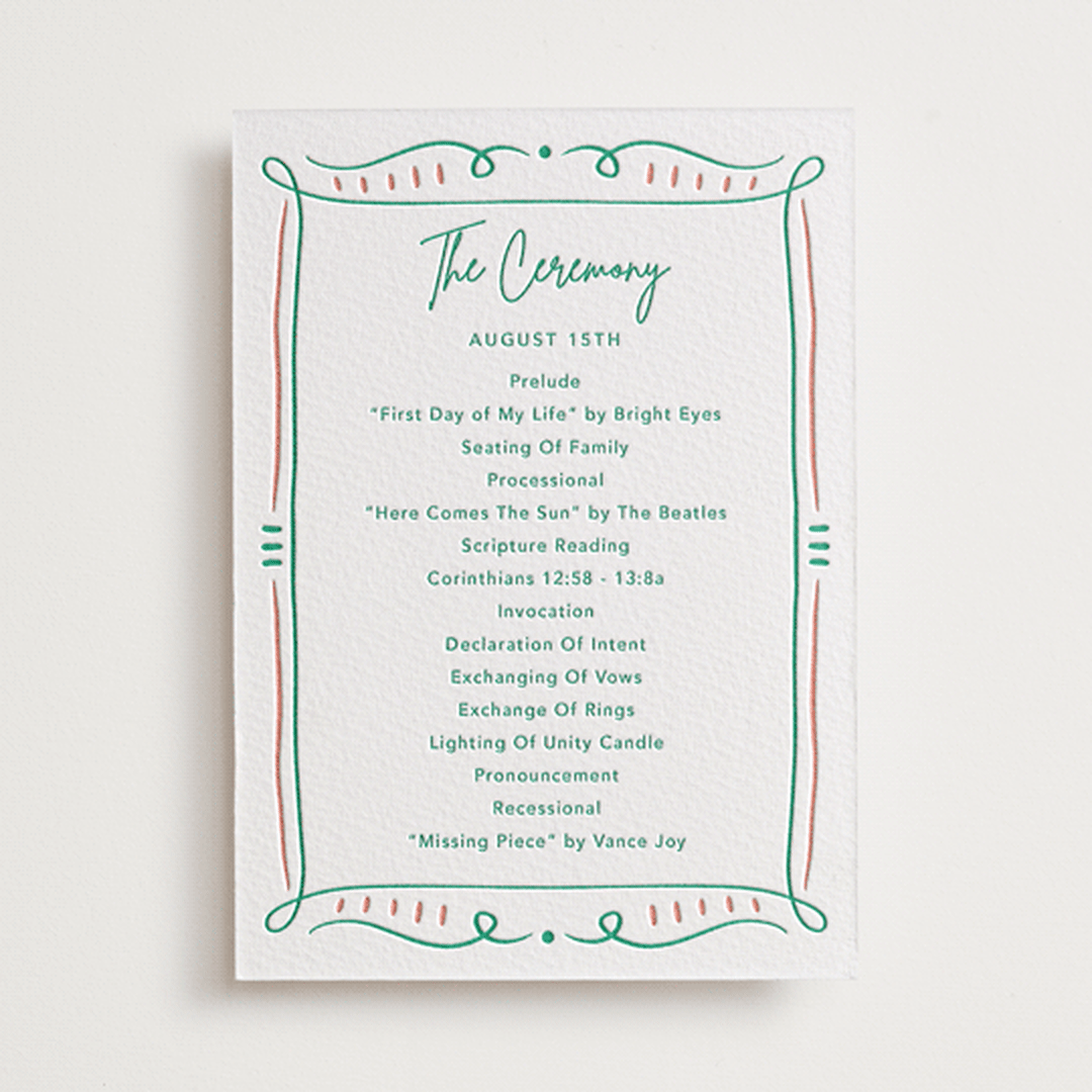 "Sketch" - Letterpress Wedding Programs in Sketch by Elly - Front