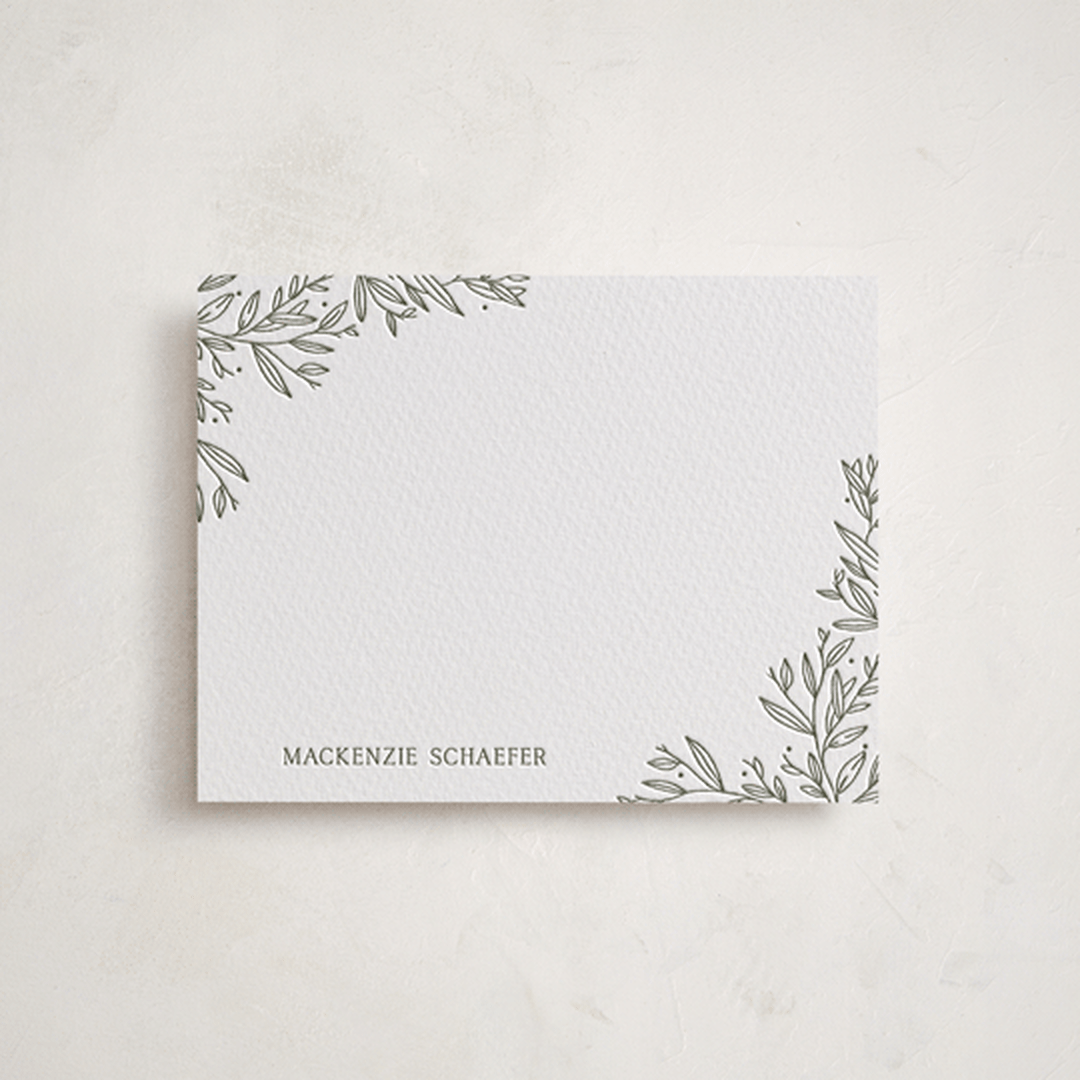 "Beauty of Nature" - Personalized Stationery Cards in Moss by Oscar and Emma - Karly Depew - Front