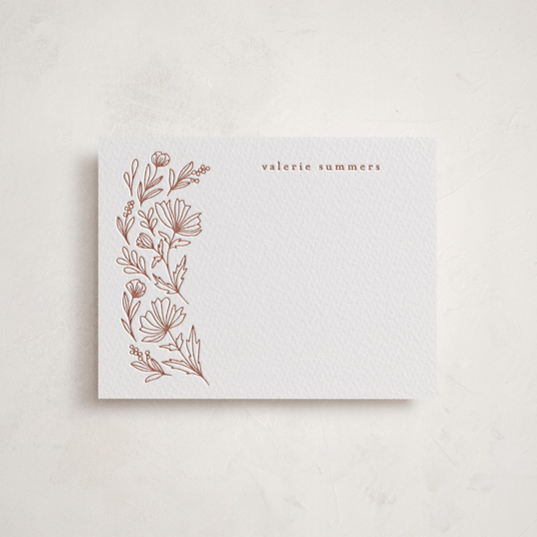 "Pressed Botanicals" - Personalized Stationery Cards in Dusty Rose by Heather Cairl - Front