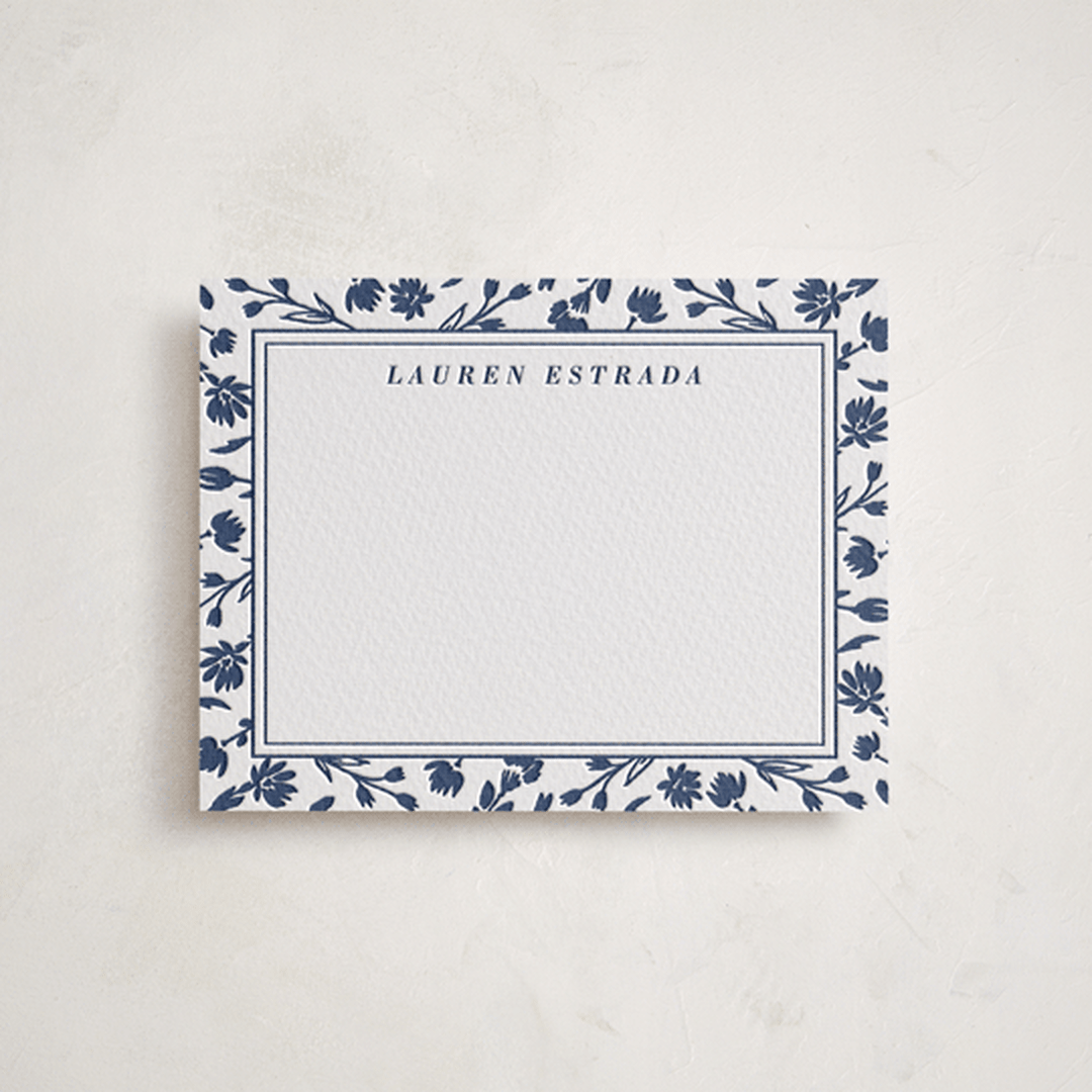 "Pressed Frame" - Personalized Stationery Cards in Aegean by Oma N. Ramkhelawan - Front