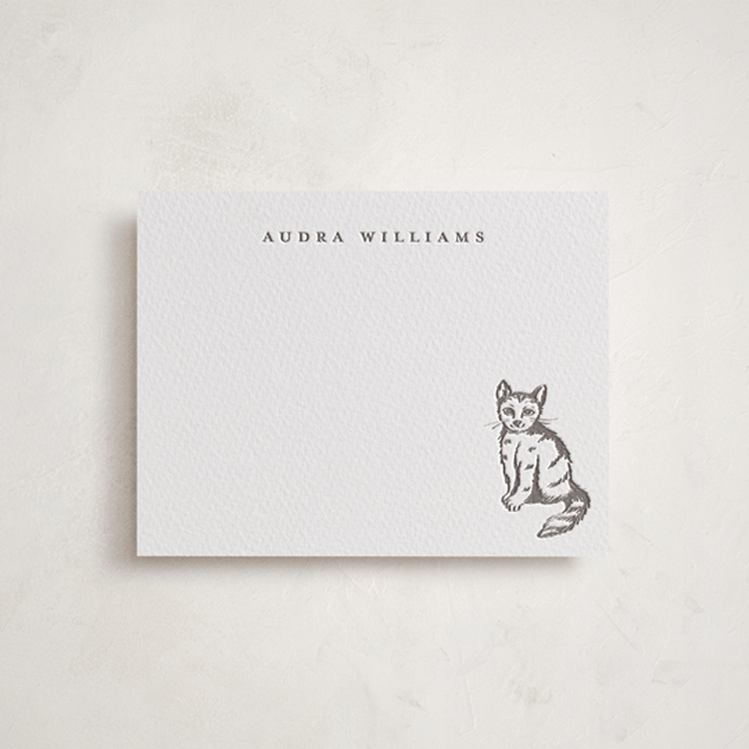 "Furry Friend" - Personalized Stationery Cards in Graphite by Teju Reval - Front