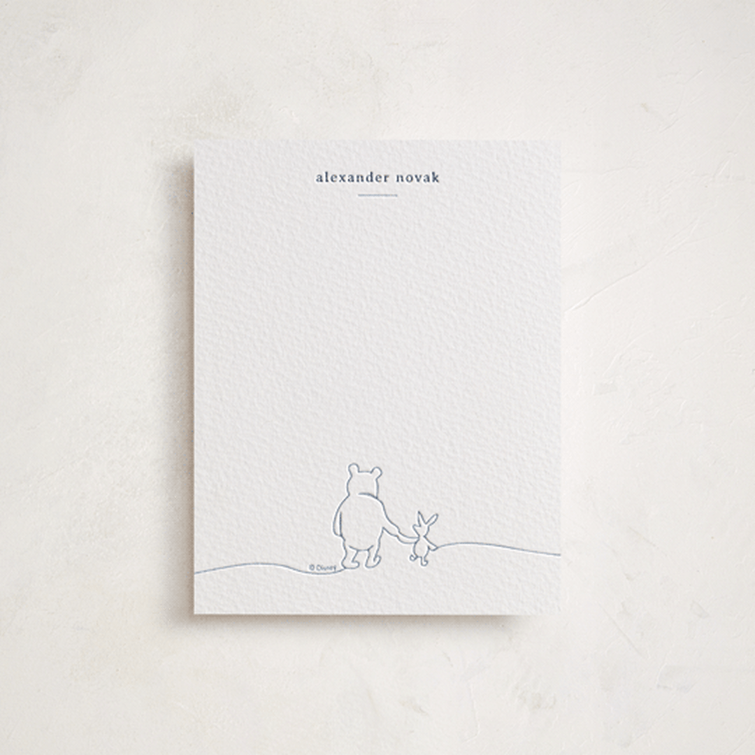 "A Simple Stroll | Winnie The Pooh" - Personalized Stationery Cards in Royal by Britt Mills - Front