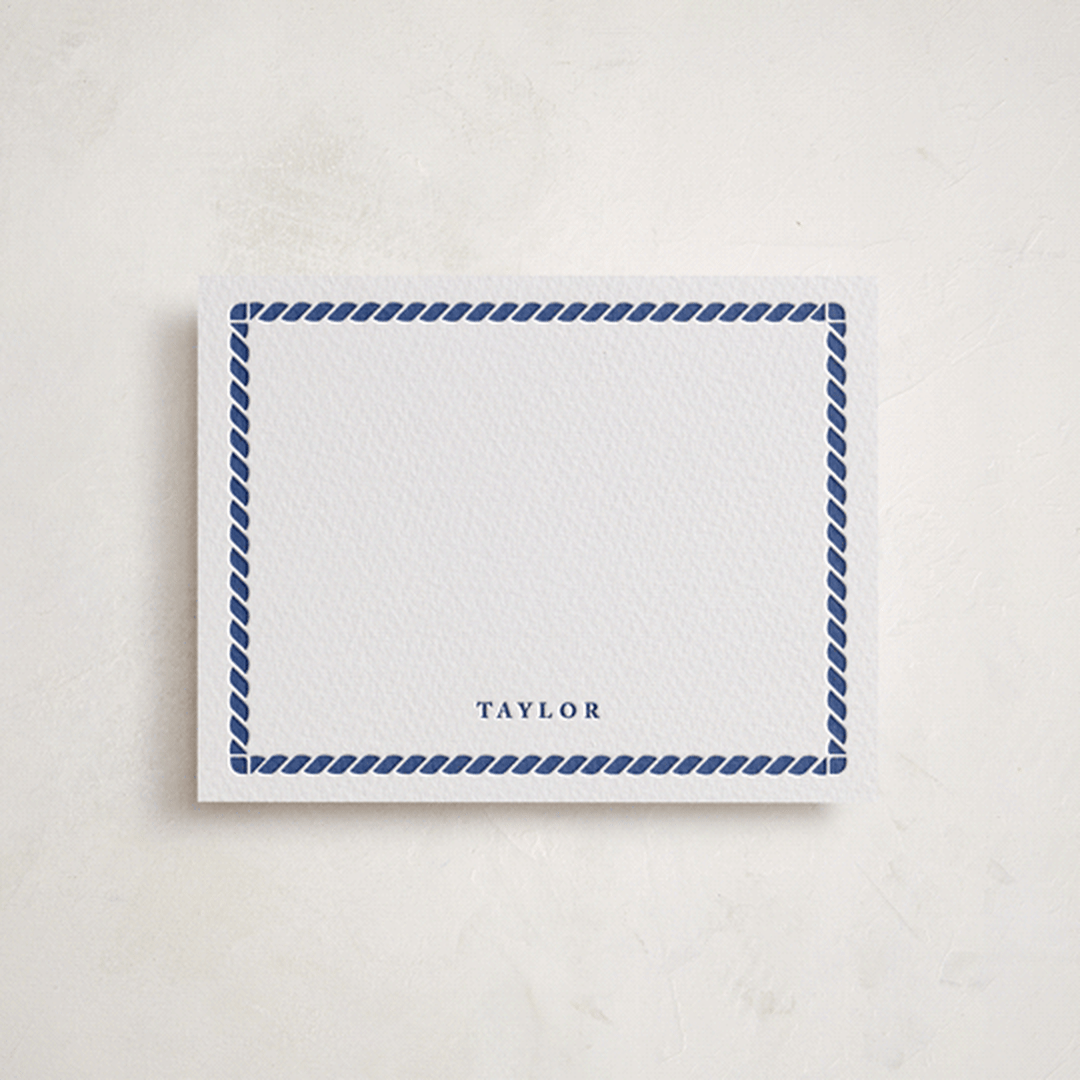"Rope Border" - Personalized Stationery Cards in Lapis by mo kelley - Front