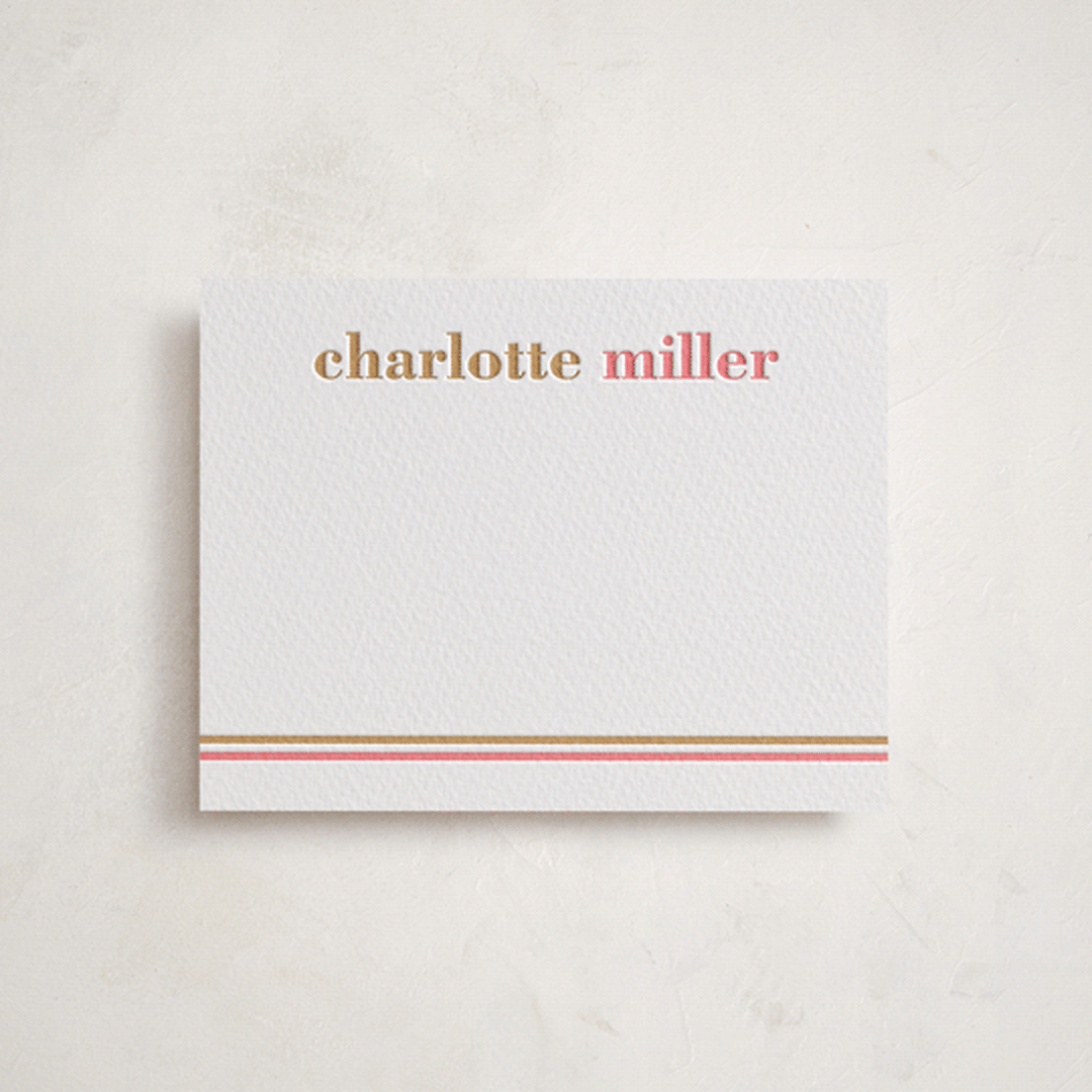 "Graphic two-tone name" - Personalized Stationery Cards in Faux Gold by Ester Bernaldo de Quiros - Front