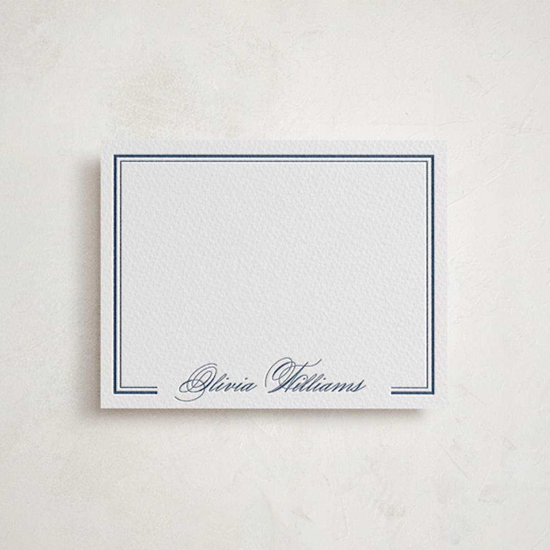 "Formal Border" - Personalized Stationery Cards in Indigo by Emily Betts - Front