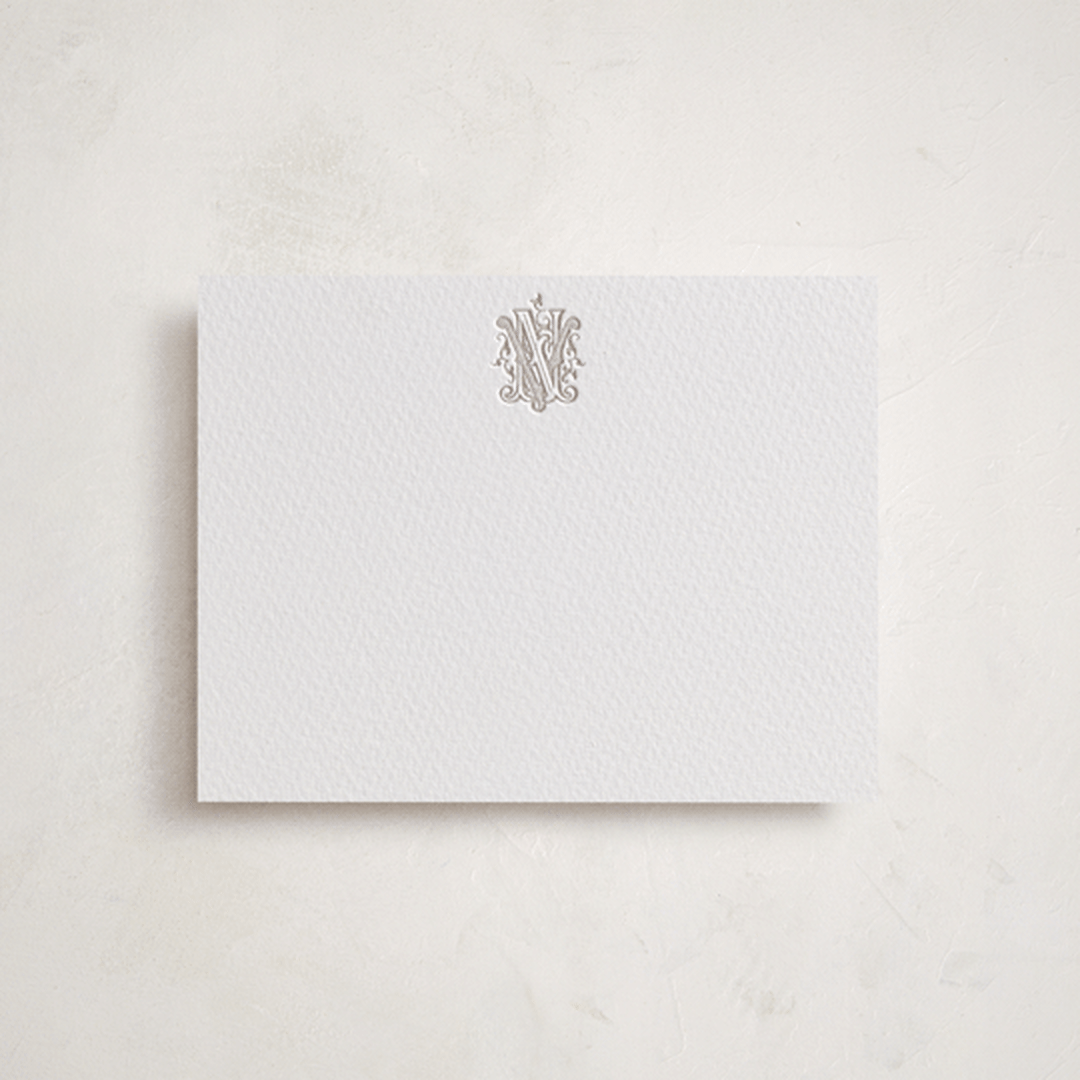 "Classically" - Personalized Stationery Cards in Dove Grey by Jenna Holcomb - Front
