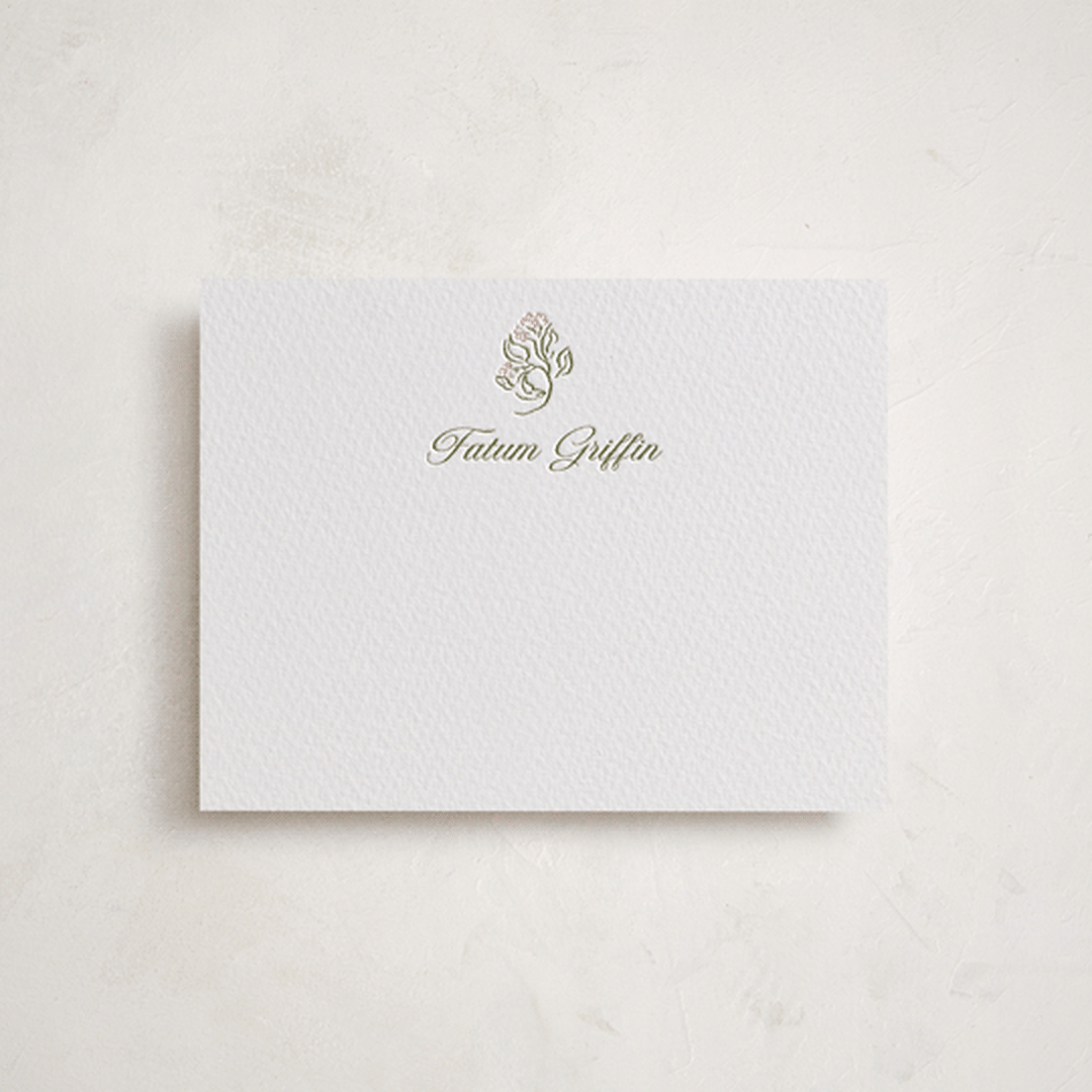"Sketched Foliage" - Personalized Stationery Cards in Nude by Susan Zinader - Front