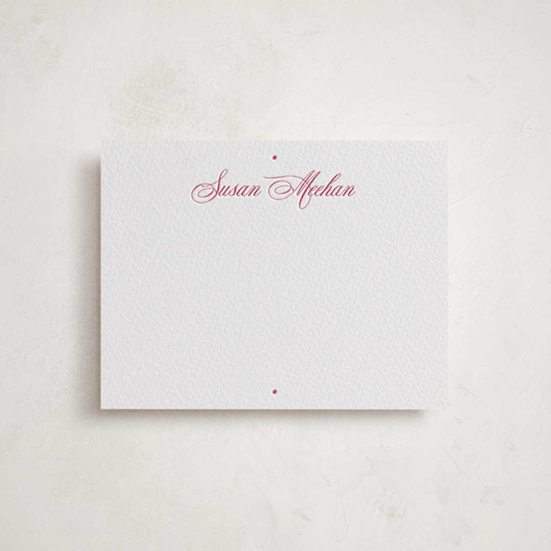 "Delicate" - Personalized Stationery Cards in Azalea Pink by Blustery August - Front