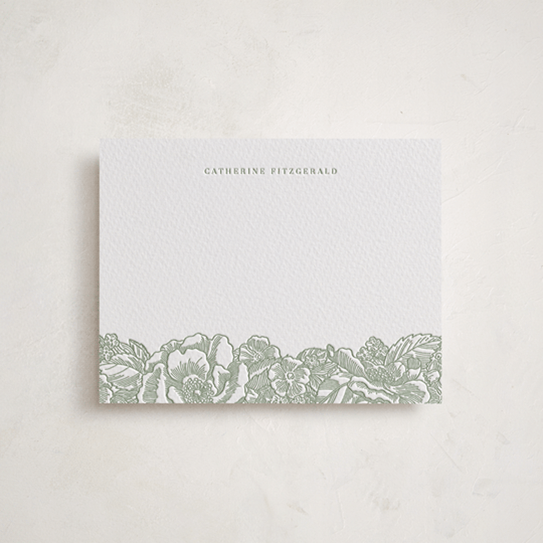 "Flower Garden" - Personalized Stationery Cards in Mint by Brandy Folse - Front