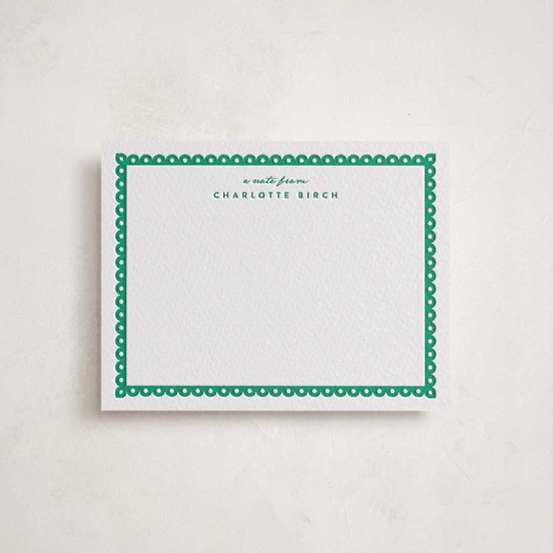 "Whitby Scallop" - Personalized Stationery Cards in Shamrock by Olivia Raufman - Front