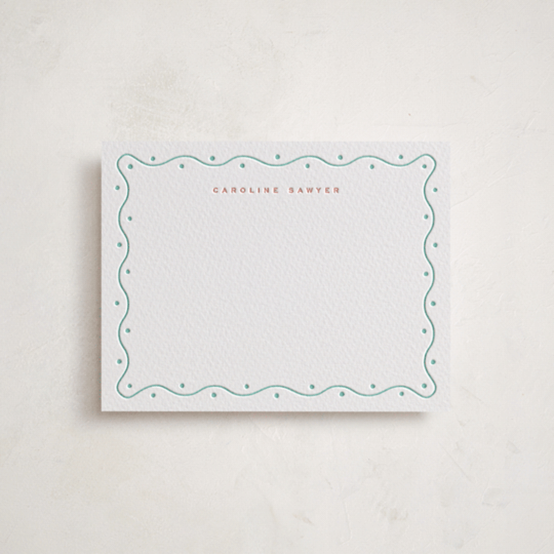 "Happiness" - Personalized Stationery Cards in Seafoam by Alston Foster - Front