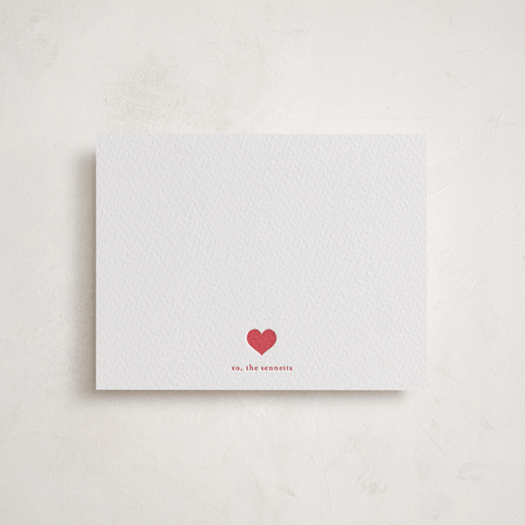 "Minimal heart" - Personalized Stationery Cards in Scarlet by Stacey Meacham - Front