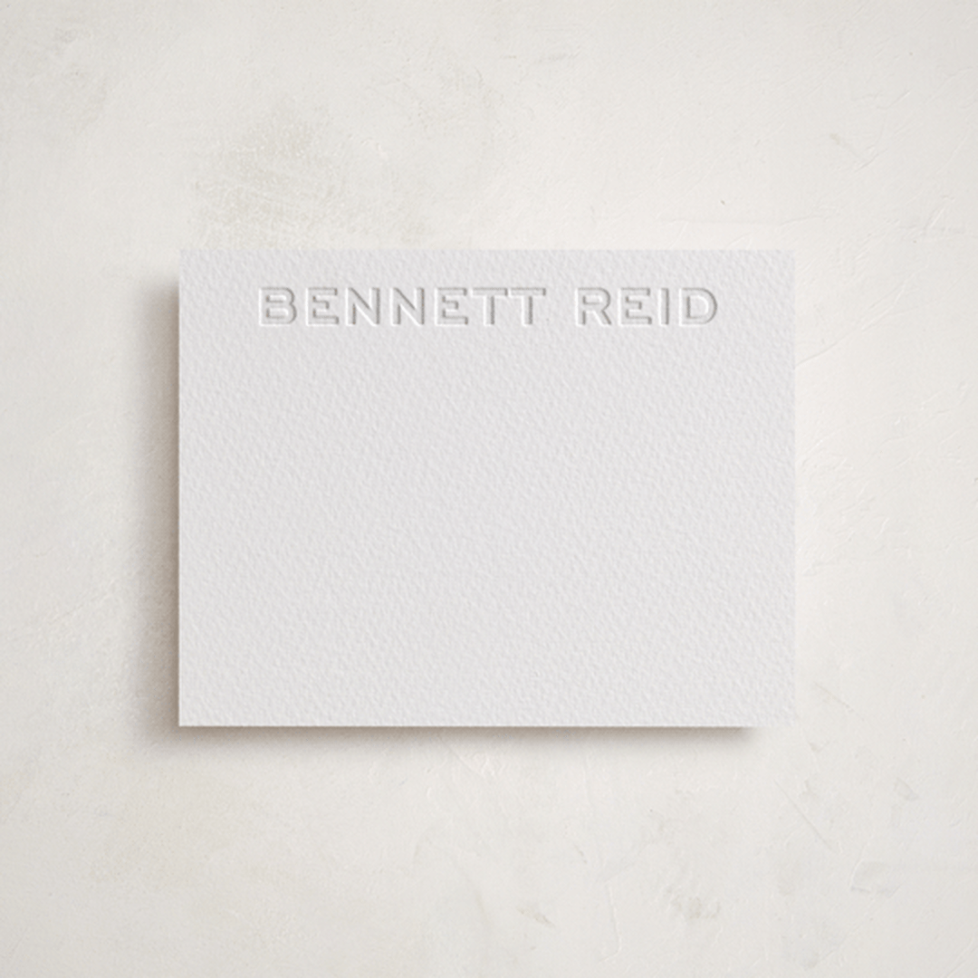 "Crewneck" - Personalized Stationery Cards in Blind Deboss by Megan Davis - Front
