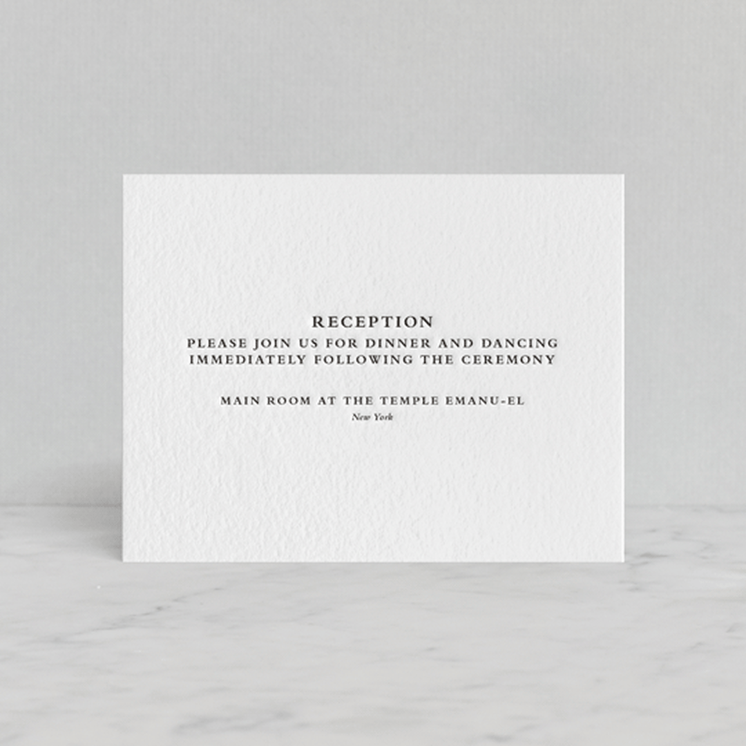 "Notable" - Letterpress Reception Cards in Soft Black by Olivia Raufman - Front