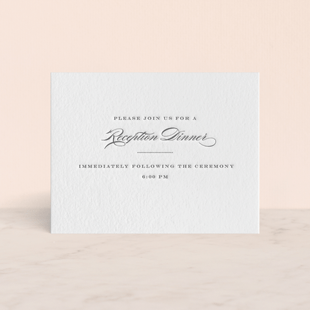 "Charming Go Lightly" - Letterpress Reception Cards in Gravel by danielleb - Front