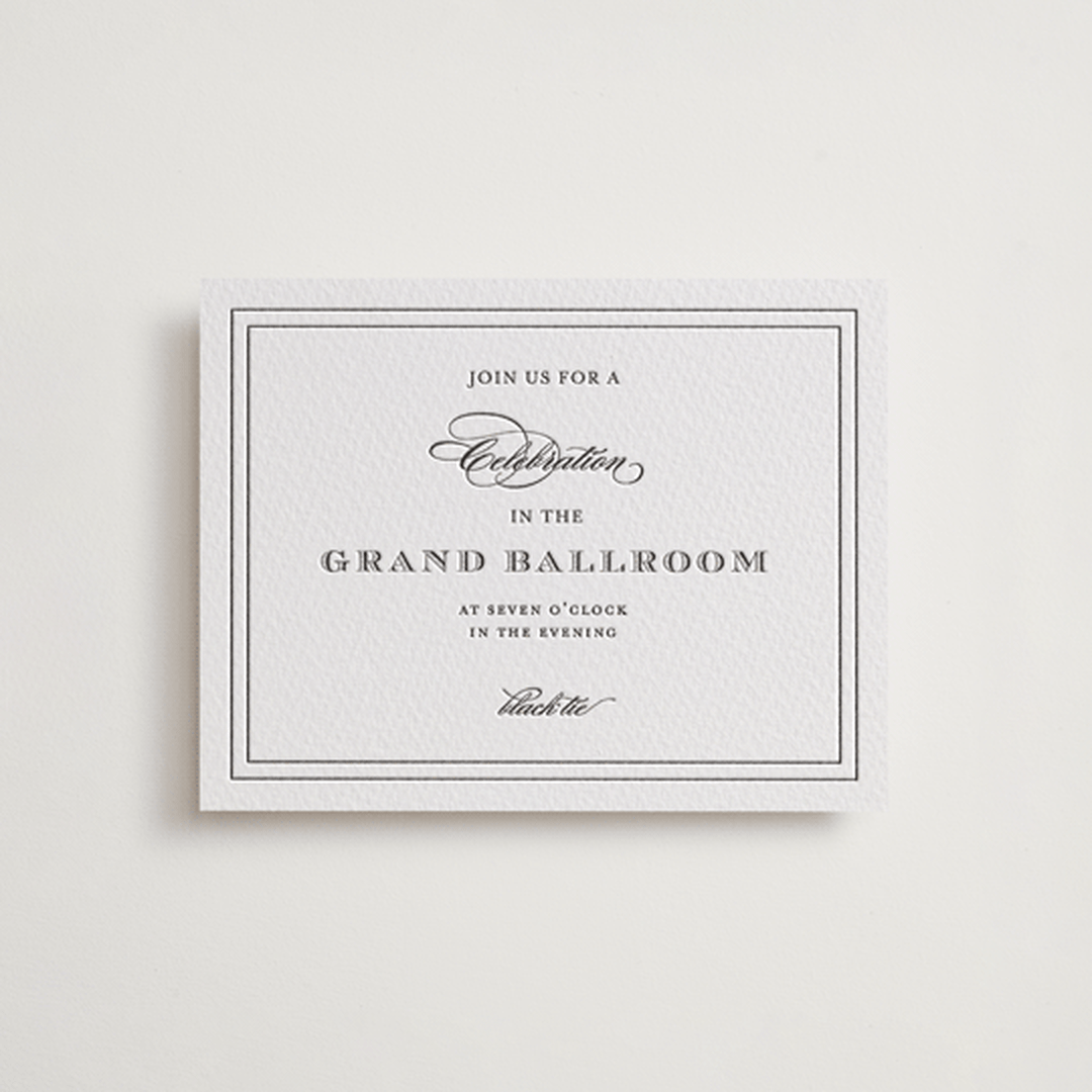 "First impression" - Letterpress Reception Cards in Soft Black by Kimberly FitzSimons - Front