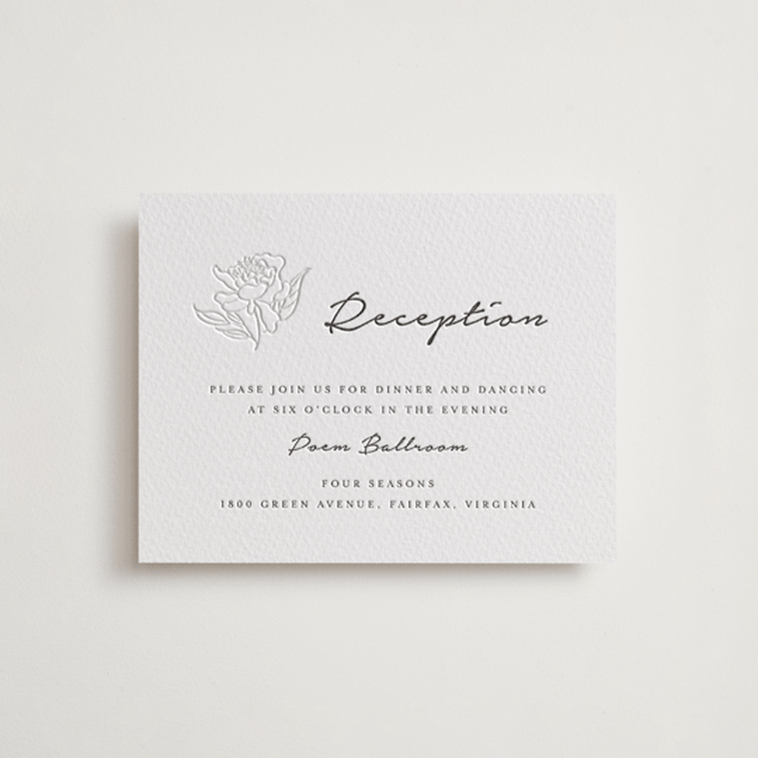 "my dearest" - Letterpress Reception Cards in Soft Black | Blind Deboss by Qing Ji - Front