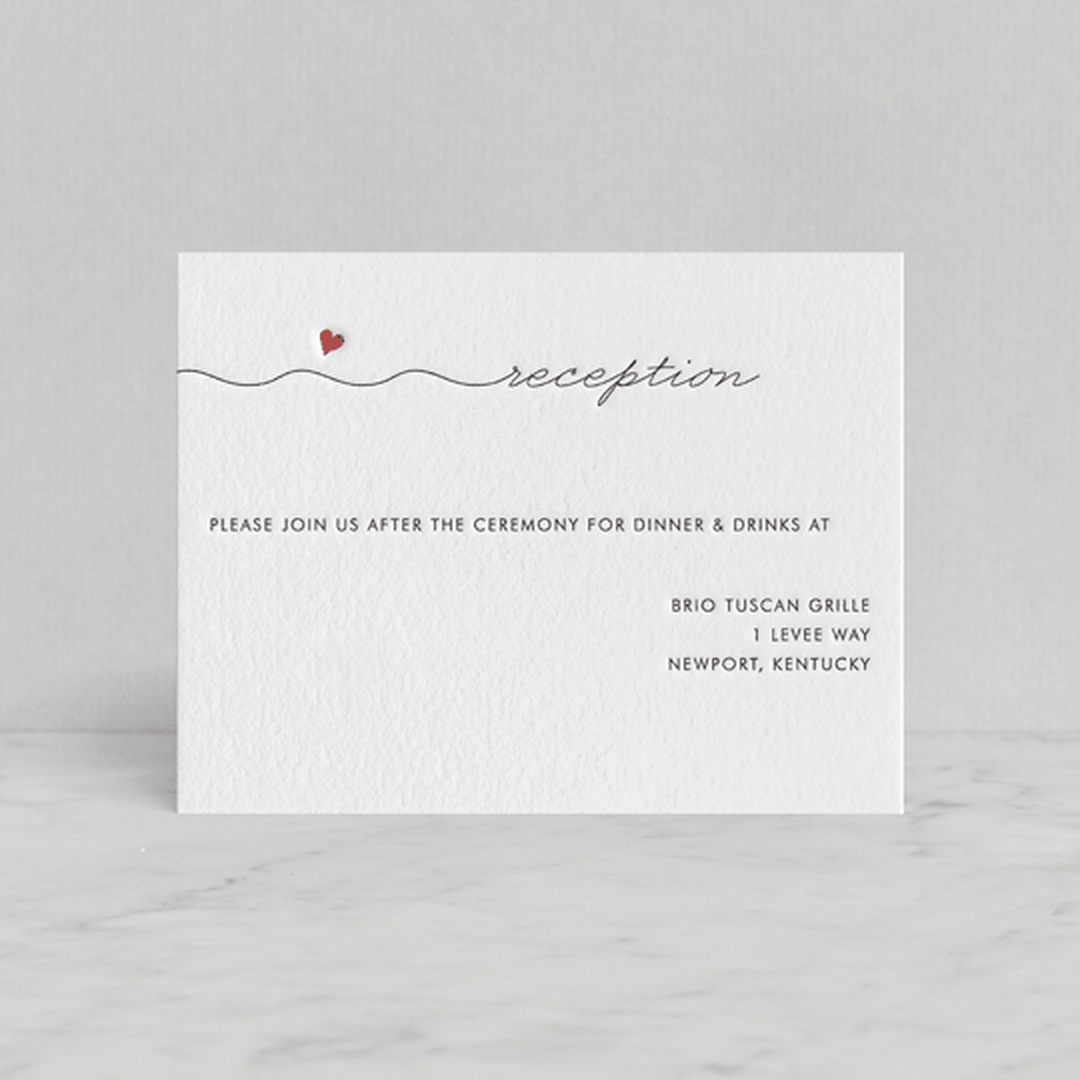 "Love Connection" - Letterpress Reception Cards in Soft Black | Rosewood by Kim Dietrich Elam - Front