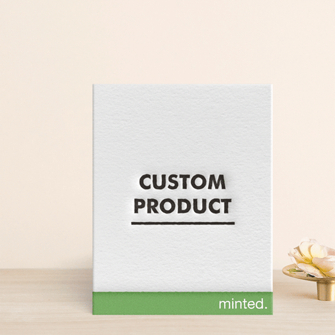 "Portrait Custom" - Letterpress Reception Cards in Pear | Soft Black | Blind Deboss by Minted Custom - Front