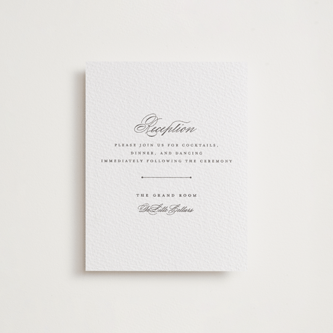 "classic composition" - Letterpress Reception Cards in Soft Black by Olivia Raufman - Front