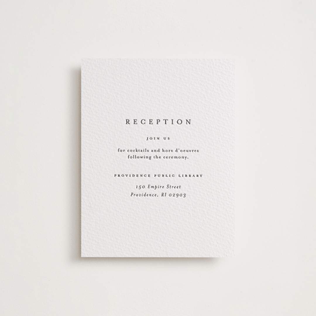 "A Thousand Years" - Letterpress Reception Cards in Soft Black by Design Lotus - Front