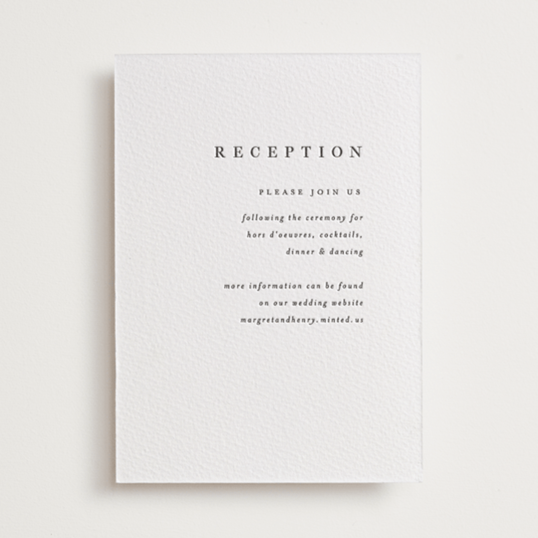 "Trio" - Letterpress Reception Cards in Soft Black by Pixel and Hank - Front