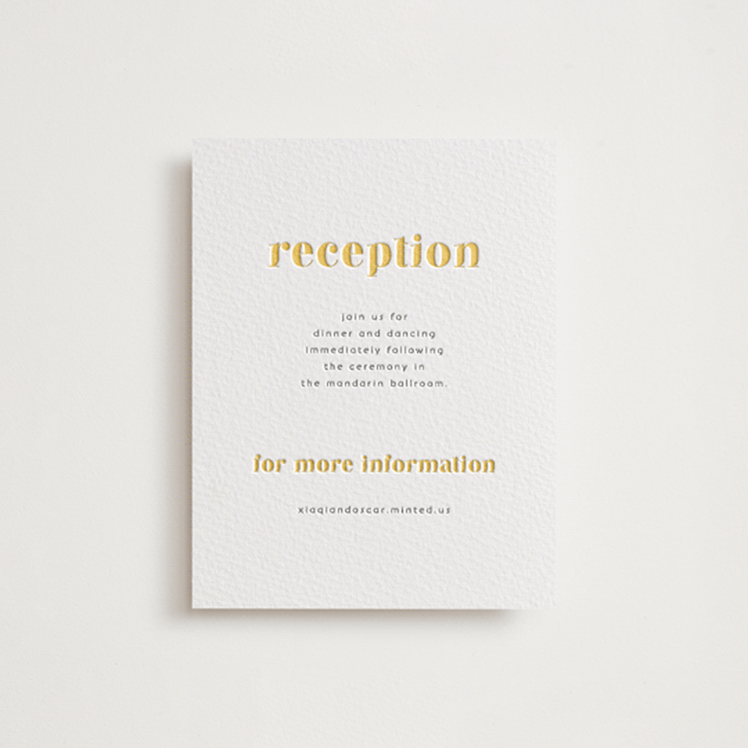 "Us" - Letterpress Reception Cards in Lemon | Pewter by fatfatin - Front