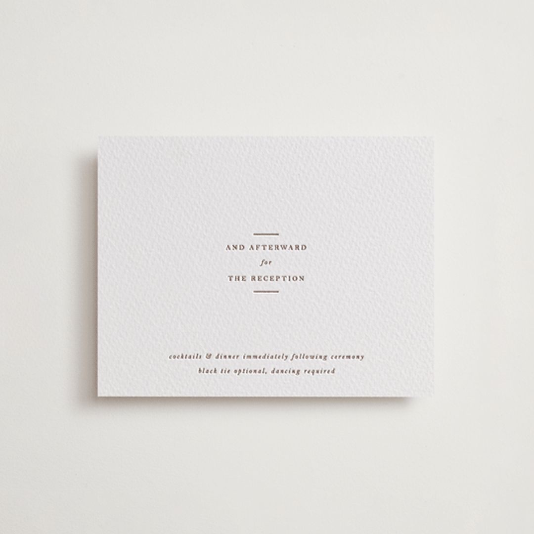 "Lombardy" - Letterpress Reception Cards in Burnt Sienna by Megan Davis - Front