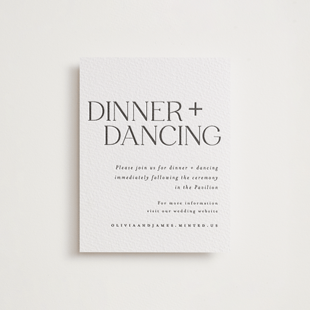 "Bold Names" - Letterpress Reception Cards in Soft Black by Vera Lim - Front