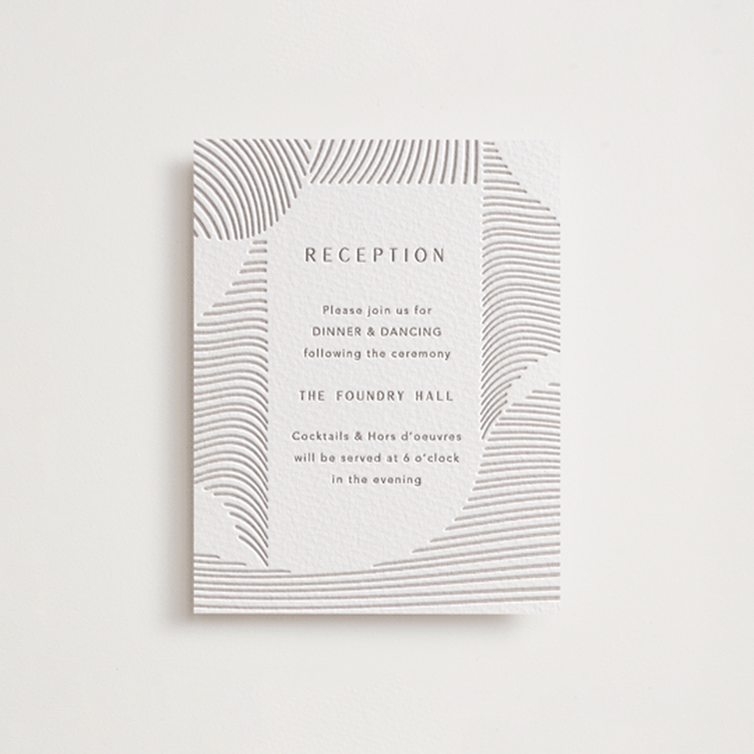"waves" - Letterpress Reception Cards in Dove Grey by Elly - Front
