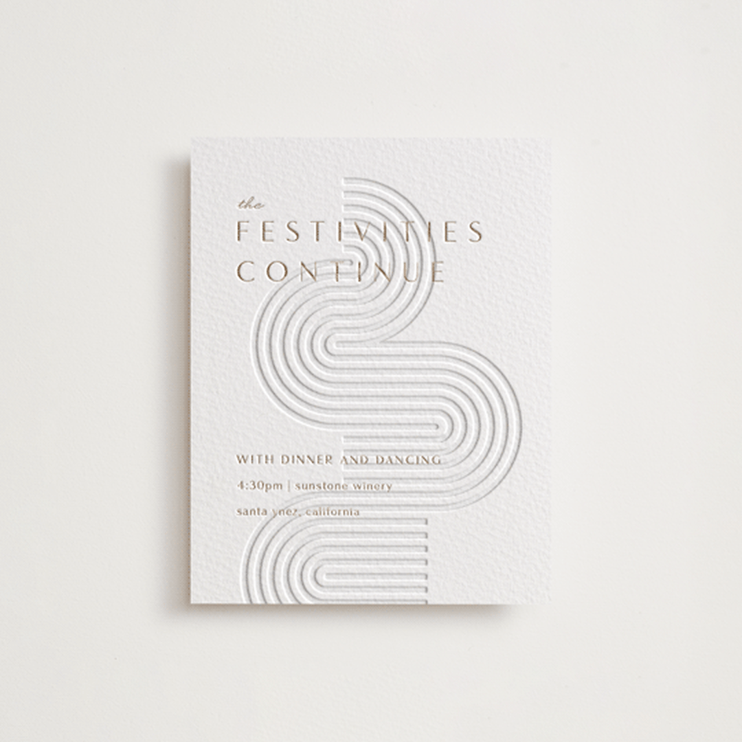 "bonseki" - Letterpress Reception Cards in Matte Gold by Alaina Cherup - Front