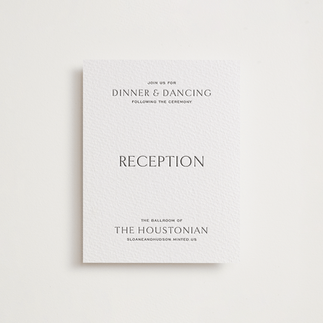 "Elegant" - Letterpress Reception Cards in Mist by Kelsey Walker - Front