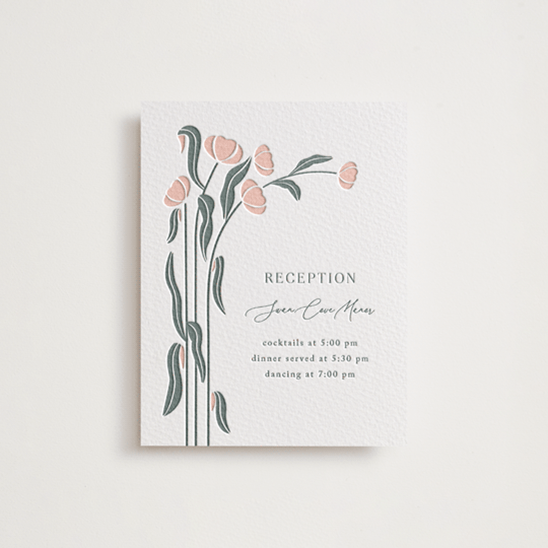 "Nouveau Swans" - Letterpress Reception Cards in Nouveau Swans by Olivia Raufman - Front