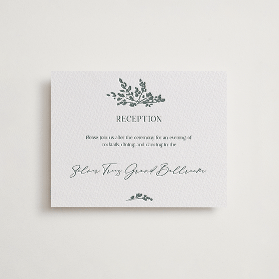 "Whimsy Blooms" - Letterpress Reception Cards in Stone by Justyna Zawadzka - Front