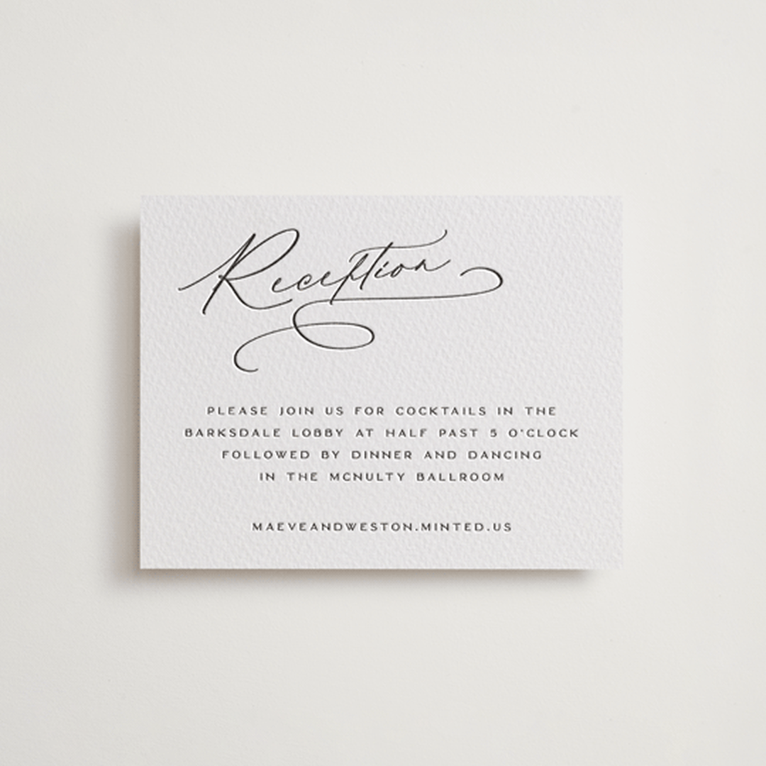 "Noted" - Letterpress Reception Cards in Soft Black by Jenna Holcomb - Front