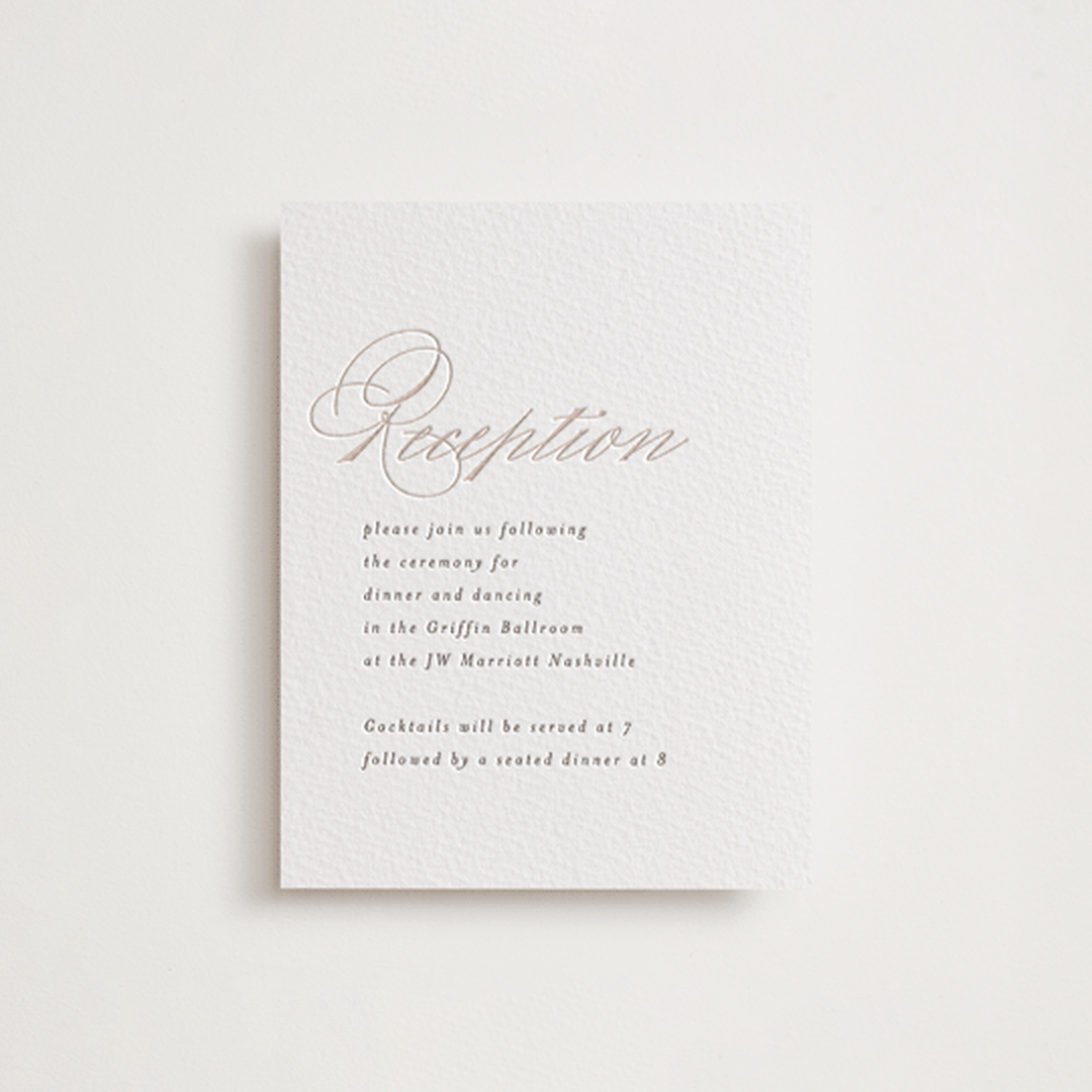 "sway" - Letterpress Reception Cards in Sway by Laura Hankins - Front